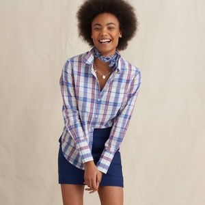 ✨NWT✨ ALEX MILL Standard Linen Cotton Blend Button Down Plaid Shirt in Blue Red